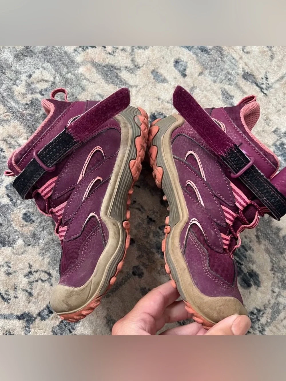 Merrell Kids Burgundy and Pink Waterproof Mid-Top Hiking Boot